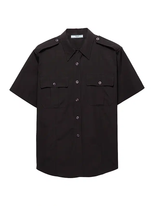 Prada Women's Short-Sleeved Poplin Shirt - Black