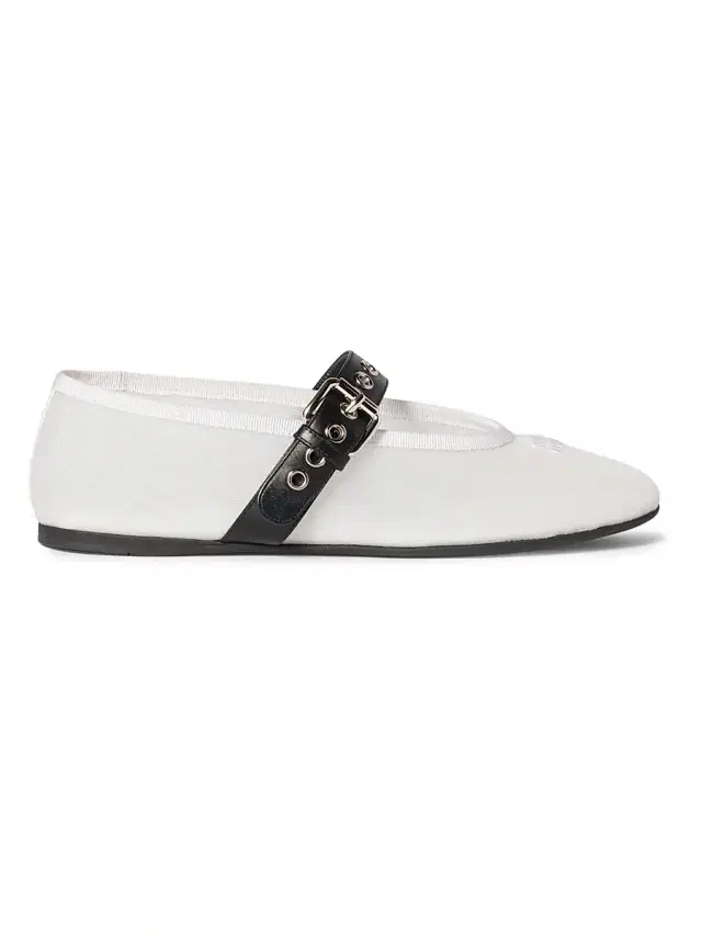 Miu Miu Women's Mesh Fabric Ballerinas - White