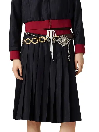 Miu Miu Women's Pleated Pinstripe Midi Skirt | Thumbnail 2 Miu Miu Women's Pleated Pinstripe Midi Skirt | Thumbnail 2