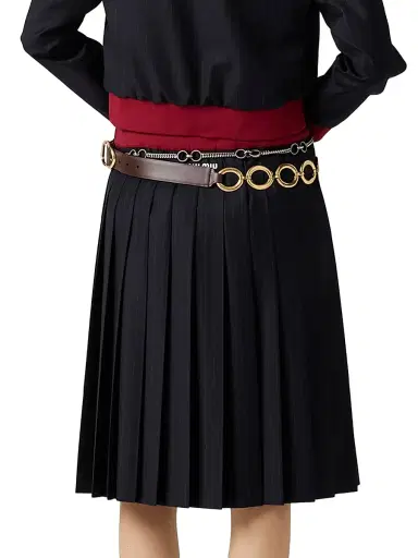 Miu Miu Women's Pleated Pinstripe Midi Skirt | Thumbnail 3 Miu Miu Women's Pleated Pinstripe Midi Skirt | Thumbnail 3