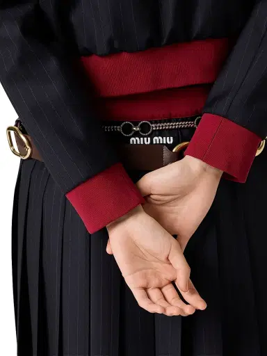 Miu Miu Women's Pleated Pinstripe Midi Skirt | Thumbnail 5 Miu Miu Women's Pleated Pinstripe Midi Skirt | Thumbnail 5