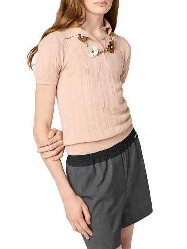 Miu Miu Women's Cashmere Polo Sweater - Pink - Size 4 | Thumbnail 4