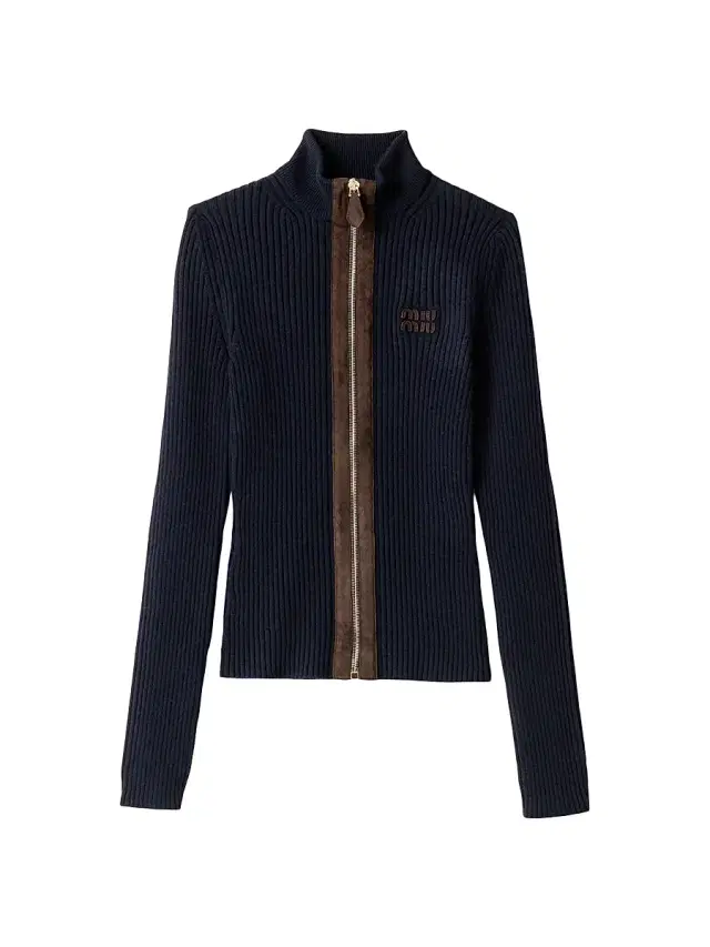Women's Cashmere and Leather Zipper Cardigan - Blue
