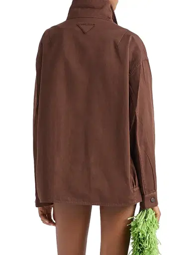 Prada Women's Old Gabardine Cotton Shirt Jacket - Brown | Thumbnail 3 Prada Women's Old Gabardine Cotton Shirt Jacket - Brown | Thumbnail 3