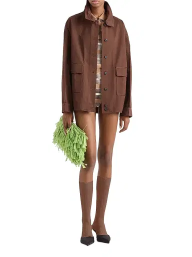 Prada Women's Old Gabardine Cotton Shirt Jacket - Brown | Thumbnail 6 Prada Women's Old Gabardine Cotton Shirt Jacket - Brown | Thumbnail 6