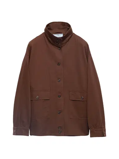 Prada Women's Old Gabardine Cotton Shirt Jacket - Brown | Thumbnail 1 Prada Women's Old Gabardine Cotton Shirt Jacket - Brown | Thumbnail 1