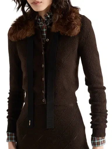 Prada Women's Cashmere Cardigan - Brown | Thumbnail 2