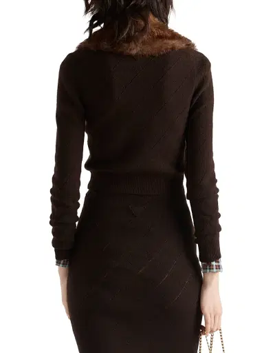 Prada Women's Cashmere Cardigan - Brown | Thumbnail 3