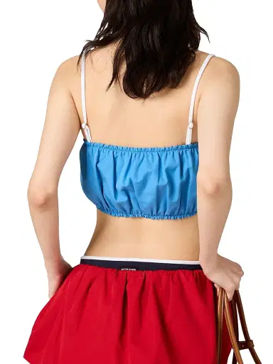 Miu Miu Women's Poplin Top - Blue | Thumbnail 3