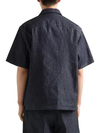 Prada Men's Short-Sleeved Chambray Denim Shirt - Blue - Size Medium | Thumbnail 3