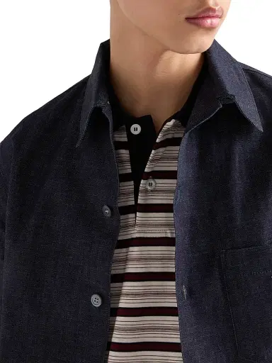 Prada Men's Short-Sleeved Chambray Denim Shirt - Blue - Size Medium | Thumbnail 5