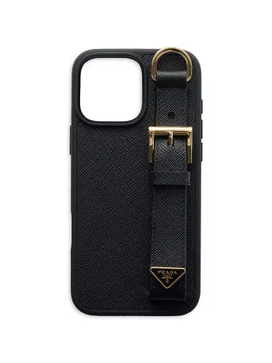 Prada Women's Saffiano Leather Case for iPhone 16 Pro Max - Black | Thumbnail 1