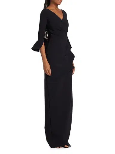 Chiara Boni La Petite Robe Women's Zalfa Ruched Gown - Black - Size 14 | Thumbnail 4