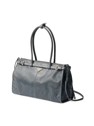Prada Women's Bonnie Large Leather Top Handle Bag - Blue | Thumbnail 2 Prada Women's Bonnie Large Leather Top Handle Bag - Blue | Thumbnail 2