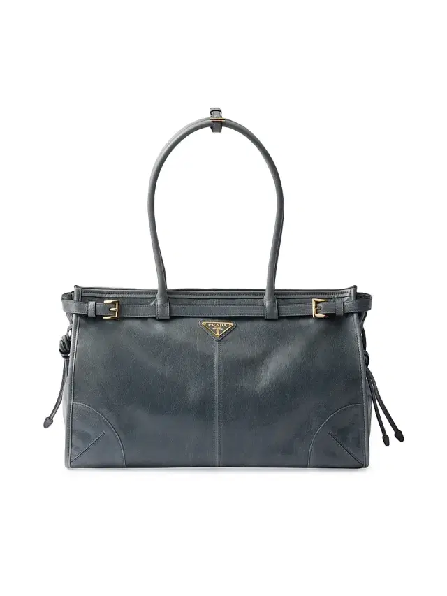 Prada Women's Bonnie  Leather Top Handle Bag - Blue