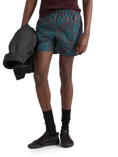 Prada Men's Printed Re-Nylon Swim Trunks - Dark Red - Size 42 | Thumbnail 2