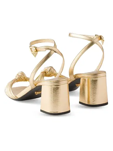 Prada Women's Mordoré Nappa Leather Sandals - Gold - Size 7 | Thumbnail 2
