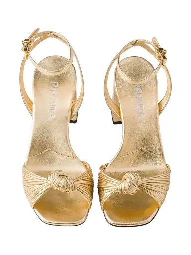 Prada Women's Mordoré Nappa Leather Sandals - Gold - Size 7 | Thumbnail 3
