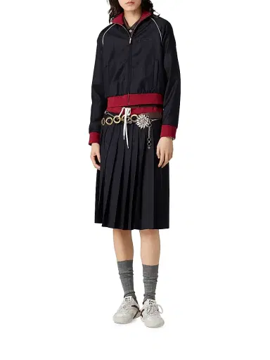 Miu Miu Women's Pinstriped Zipper Blouson Jacket | Thumbnail 6 Miu Miu Women's Pinstriped Zipper Blouson Jacket | Thumbnail 6