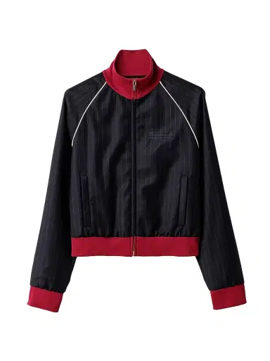 Miu Miu Women's Pinstriped Zipper Blouson Jacket | Thumbnail 1 Miu Miu Women's Pinstriped Zipper Blouson Jacket | Thumbnail 1