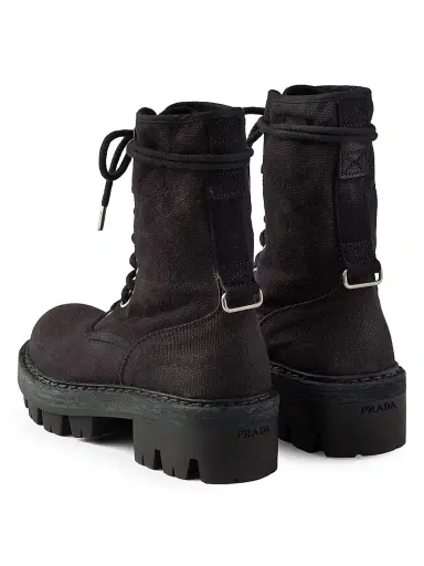 Prada Women's Canvas Lace-Up Ankle Boots - Black | Thumbnail 3 Prada Women's Canvas Lace-Up Ankle Boots - Black | Thumbnail 3