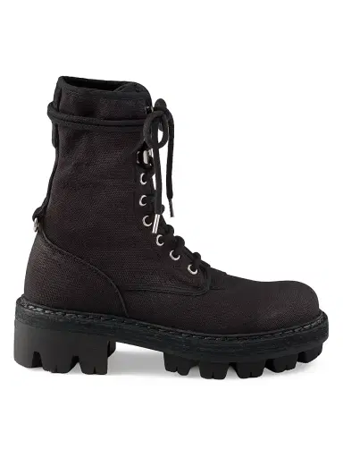 Prada Women's Canvas Lace-Up Ankle Boots - Black | Thumbnail 1 Prada Women's Canvas Lace-Up Ankle Boots - Black | Thumbnail 1