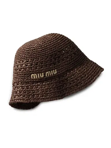 Miu Miu Women's Woven Fabric Hat - Brown - Size Small | Thumbnail 2 Miu Miu Women's Woven Fabric Hat - Brown - Size Small | Thumbnail 2