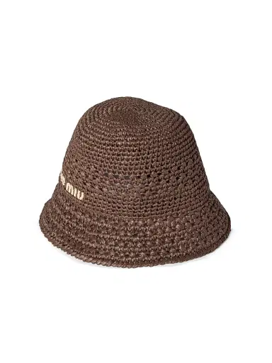 Miu Miu Women's Woven Fabric Hat - Brown - Size Small | Thumbnail 1 Miu Miu Women's Woven Fabric Hat - Brown - Size Small | Thumbnail 1