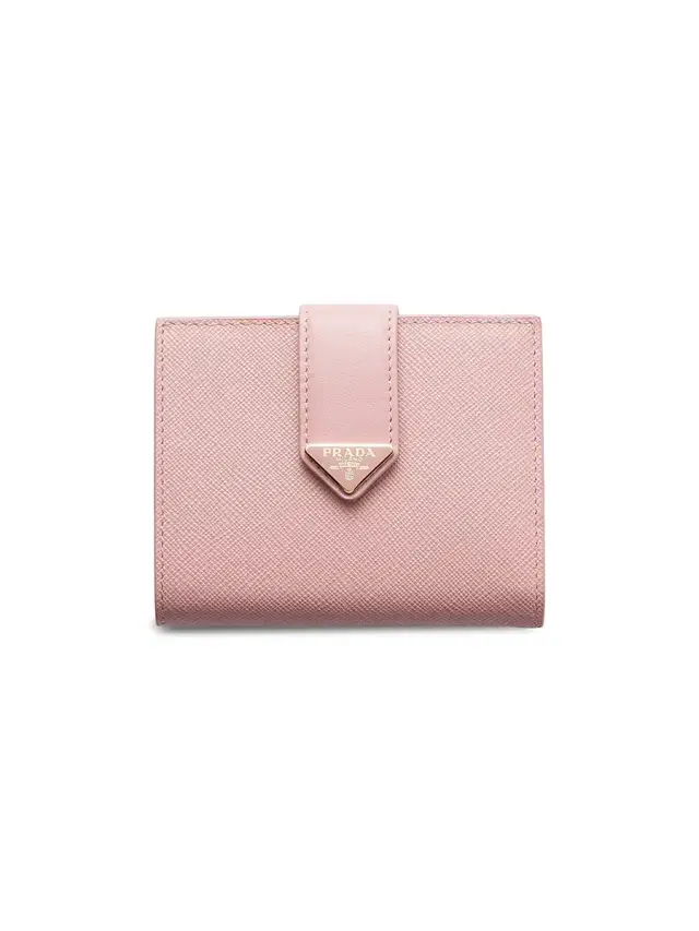 Prada Women's  Saffiano and Smooth Leather Wallet - Dusty Pink