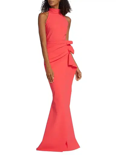 Chiara Boni La Petite Robe Women's Gudrum Halter Ruffle Gown | Thumbnail 3 Chiara Boni La Petite Robe Women's Gudrum Halter Ruffle Gown | Thumbnail 3