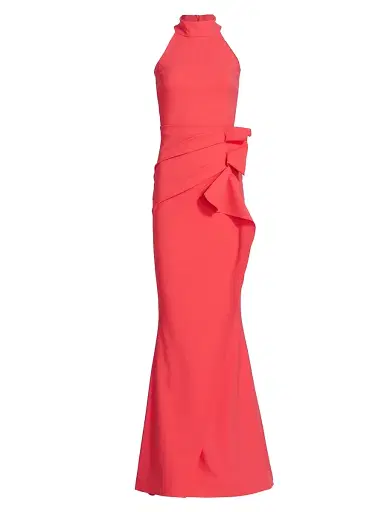 Chiara Boni La Petite Robe Women's Gudrum Halter Ruffle Gown | Thumbnail 1 Chiara Boni La Petite Robe Women's Gudrum Halter Ruffle Gown | Thumbnail 1