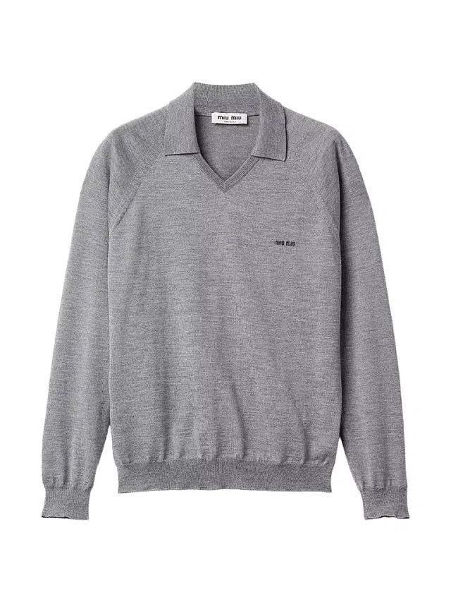 Women's Wool Polo Sweater - Grey