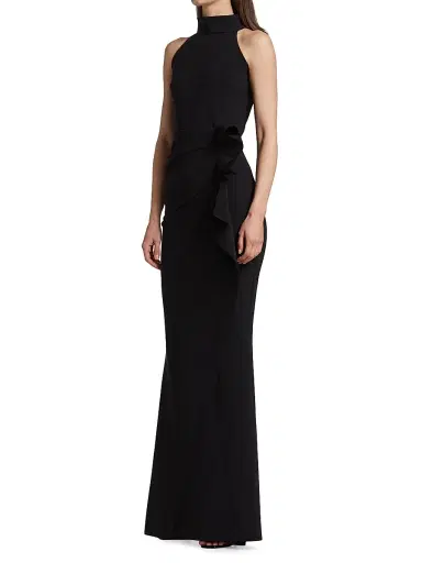 Chiara Boni La Petite Robe Women's Gudrum Halter Ruffle Gown | Thumbnail 4 Chiara Boni La Petite Robe Women's Gudrum Halter Ruffle Gown | Thumbnail 4