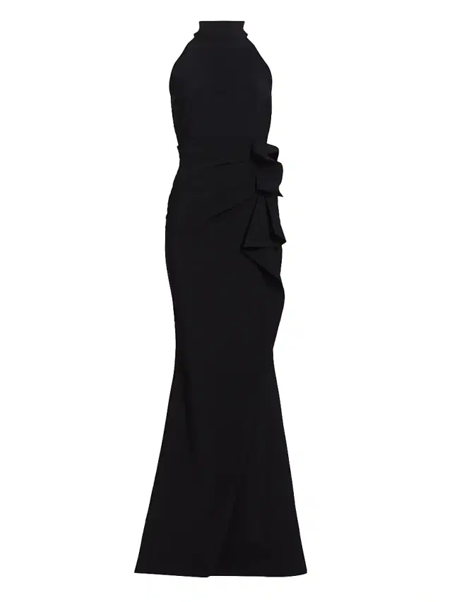 Chiara Boni La Petite Robe Women's Gudrum Halter Ruffle Gown - Black