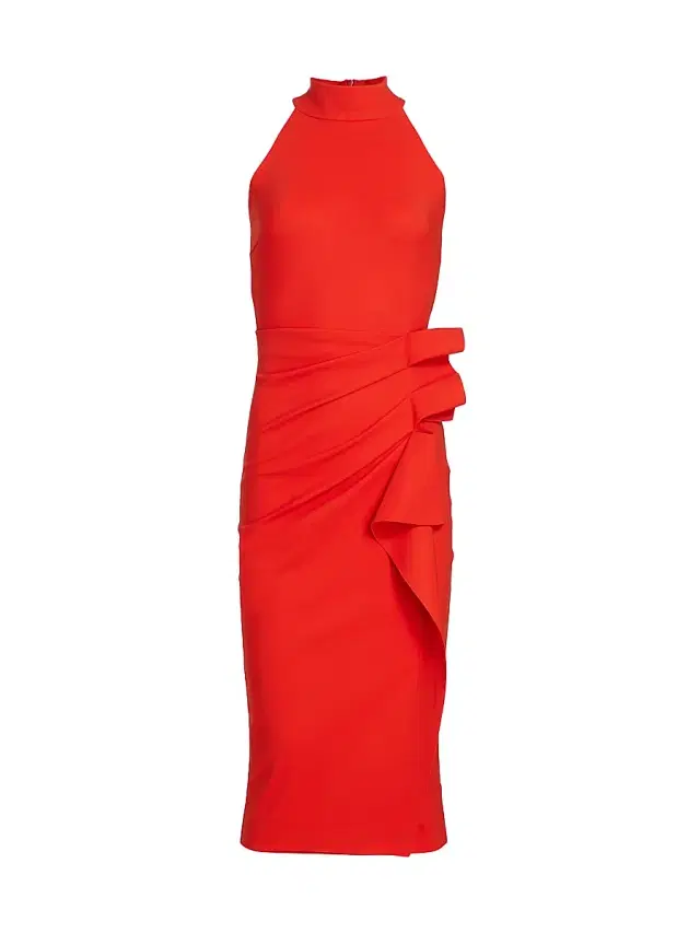 Chiara Boni La Petite Robe Women's Halter Ruffle Midi Dress - Geranium
