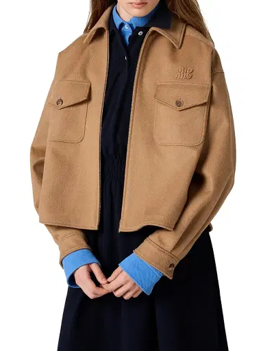 Miu Miu Women's Bonded Camel Hair Blouson Jacket - Brown - Size 8 | Thumbnail 2 Miu Miu Women's Bonded Camel Hair Blouson Jacket - Brown - Size 8 | Thumbnail 2