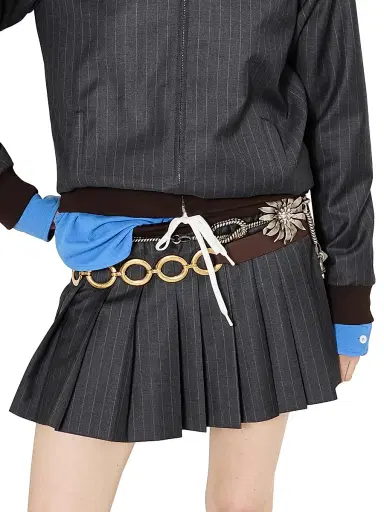 Miu Miu Women's Pleated Pinstripe Miniskirt - Grey - Size 8 | Thumbnail 2 Miu Miu Women's Pleated Pinstripe Miniskirt - Grey - Size 8 | Thumbnail 2