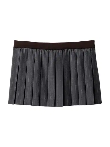 Miu Miu Women's Pleated Pinstripe Miniskirt - Grey - Size 8 | Thumbnail 1 Miu Miu Women's Pleated Pinstripe Miniskirt - Grey - Size 8 | Thumbnail 1