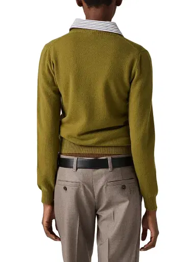 Miu Miu Women's Cashmere Cardigan with Collar - Green | Thumbnail 3