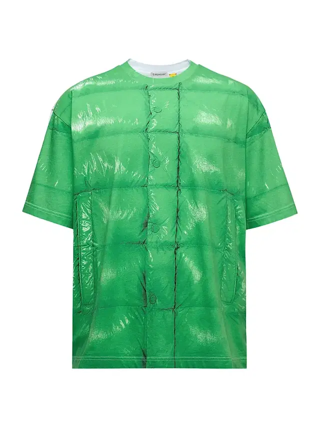 Moncler Genius Men's Moncler x A$AP Rocky Crew Neck T-Shirt in Cotton - Bright Green