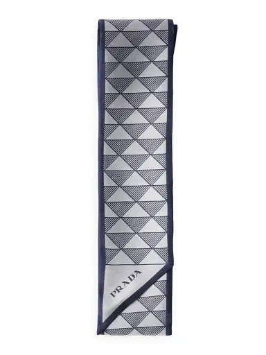 Prada Women's Printed Silk Skinny Scarf | Thumbnail 1 Prada Women's Printed Silk Skinny Scarf | Thumbnail 1