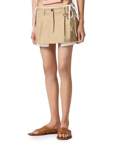 Miu Miu Women's Chino Mini-Skirt - Beige - Size 4 | Thumbnail 3