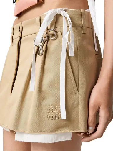 Miu Miu Women's Chino Mini-Skirt - Beige - Size 4 | Thumbnail 6