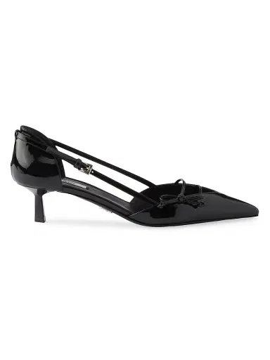 Prada Women's Open Side Patent Leather Pumps | Thumbnail 1 Prada Women's Open Side Patent Leather Pumps | Thumbnail 1