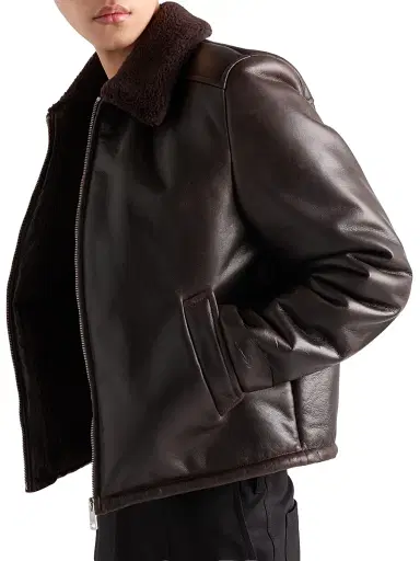 Prada Men's Leather and Shearling Jacket - Brown - Size 46 | Thumbnail 3 Prada Men's Leather and Shearling Jacket - Brown - Size 46 | Thumbnail 3