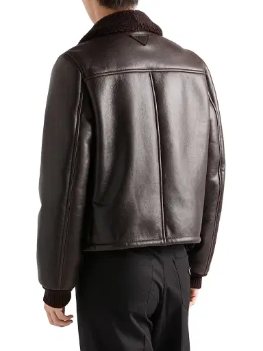 Prada Men's Leather and Shearling Jacket - Brown - Size 46 | Thumbnail 4 Prada Men's Leather and Shearling Jacket - Brown - Size 46 | Thumbnail 4