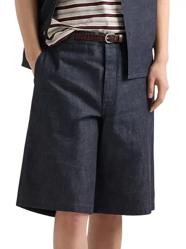 Prada Men's Raw Denim Bermuda Shorts - Blue - Size 34 | Thumbnail 2