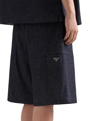 Prada Men's Raw Denim Bermuda Shorts - Blue - Size 34 | Thumbnail 3