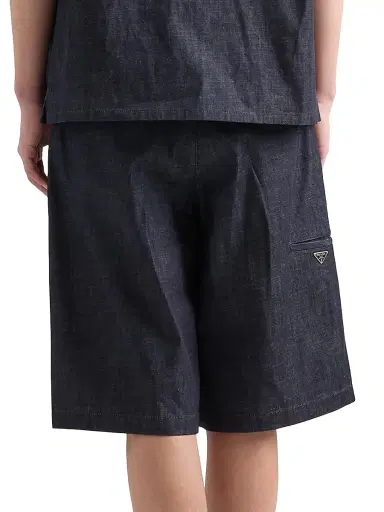 Prada Men's Raw Denim Bermuda Shorts - Blue - Size 34 | Thumbnail 4
