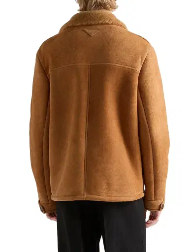 Prada Men's Shearling Caban Jacket - Brown - Size 40 | Thumbnail 3